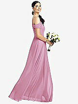 Alt View 1 Thumbnail - Powder Pink Cold-Shoulder V-Back Chiffon Maxi Dress