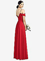 Rear View Thumbnail - Parisian Red Cold-Shoulder V-Back Chiffon Maxi Dress