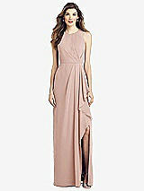 Front View Thumbnail - Toasted Sugar Sleeveless Chiffon Dress with Draped Front Slit