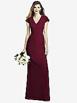 Front View Thumbnail - Cabernet Cap Sleeve A-line Crepe Gown with Pockets