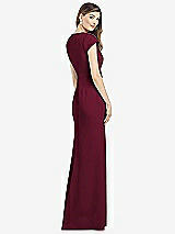 Rear View Thumbnail - Cabernet Cap Sleeve A-line Crepe Gown with Pockets