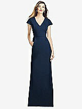 Alt View 1 Thumbnail - Midnight Navy Cap Sleeve A-line Crepe Gown with Pockets