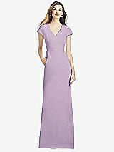 Alt View 1 Thumbnail - Pale Purple Cap Sleeve A-line Crepe Gown with Pockets