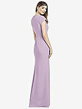 Rear View Thumbnail - Pale Purple Cap Sleeve A-line Crepe Gown with Pockets
