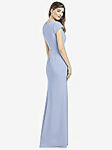 Rear View Thumbnail - Sky Blue Cap Sleeve A-line Crepe Gown with Pockets