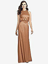Front View Thumbnail - Toffee Sleeveless Blouson Bodice Trumpet Gown