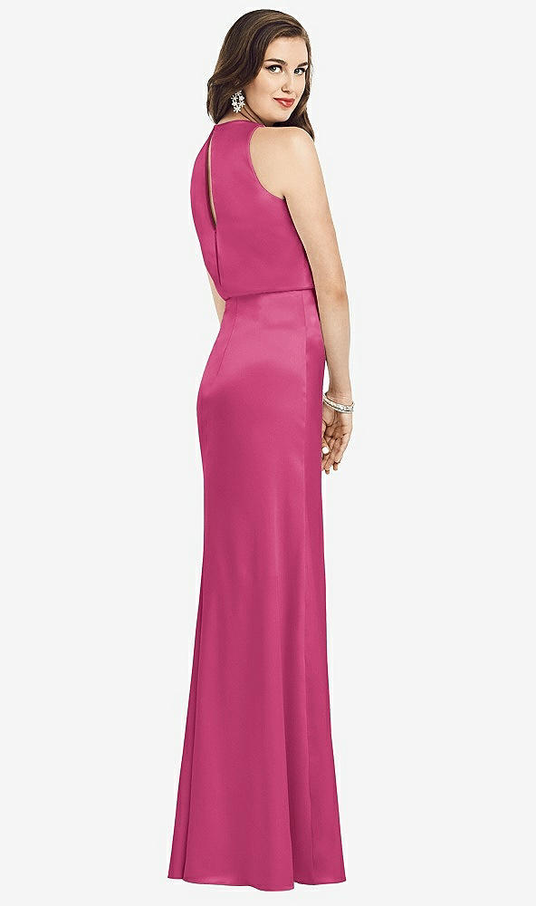 Back View - Tea Rose Sleeveless Blouson Bodice Trumpet Gown