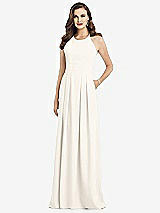 Front View Thumbnail - Ivory Criss Cross Back Crepe Halter Dress with Pockets