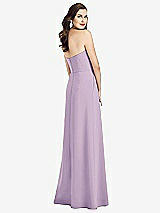 Rear View Thumbnail - Pale Purple Strapless Pleated Skirt Crepe Dress with Pockets