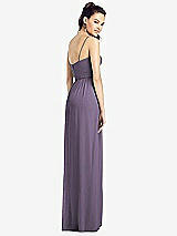Rear View Thumbnail - Lavender Slim Spaghetti Strap Chiffon Dress with Front Slit 