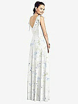 Rear View Thumbnail - Bleu Garden Bow-Shoulder V-Back Chiffon Gown with Front Slit