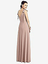 Rear View Thumbnail - Bliss Bow-Shoulder V-Back Chiffon Gown with Front Slit