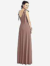 Rear View Thumbnail - Sienna Bow-Shoulder V-Back Chiffon Gown with Front Slit