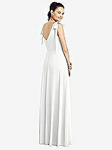 Rear View Thumbnail - White Bow-Shoulder V-Back Chiffon Gown with Front Slit