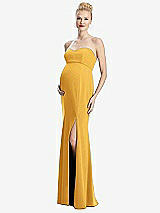 Front View Thumbnail - NYC Yellow Strapless Crepe Maternity Dress with Trumpet Skirt