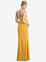 Rear View Thumbnail - NYC Yellow Strapless Crepe Maternity Dress with Trumpet Skirt