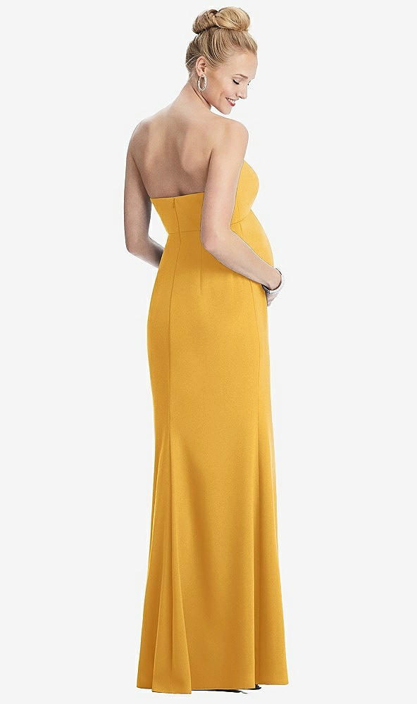 Back View - NYC Yellow Strapless Crepe Maternity Dress with Trumpet Skirt