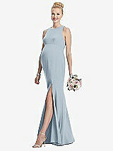 Front View Thumbnail - Mist Sleeveless Halter Maternity Dress with Front Slit