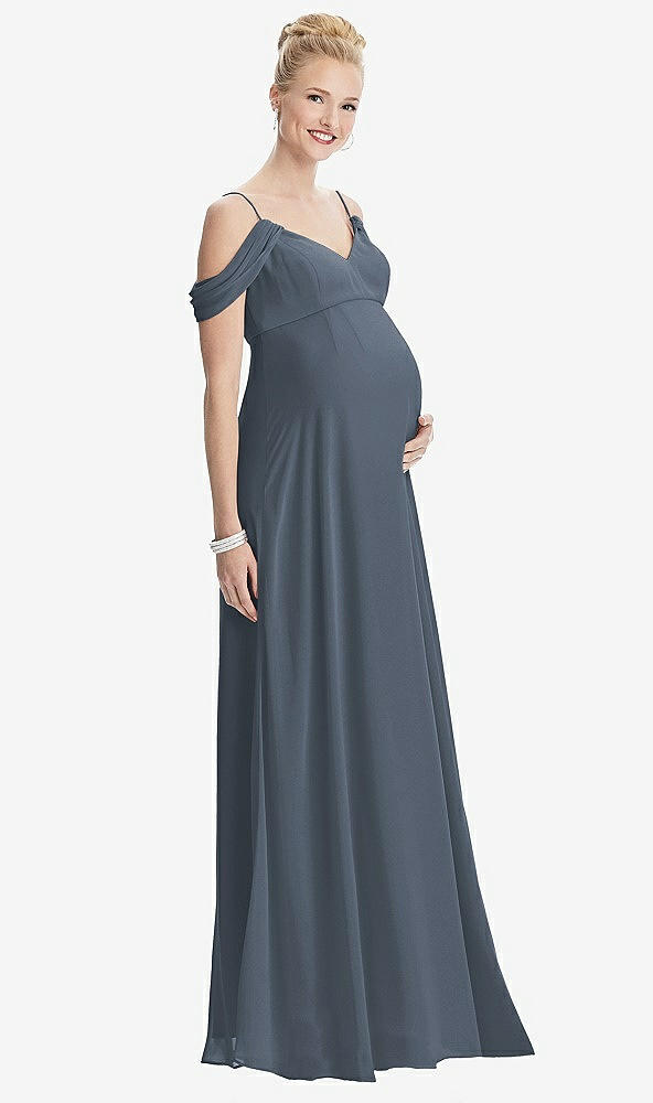 Front View - Silverstone Draped Cold-Shoulder Chiffon Maternity Dress