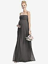 Front View Thumbnail - Caviar Gray Strapless Chiffon Shirred Skirt Maternity Dress