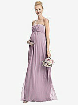 Front View Thumbnail - Suede Rose Strapless Chiffon Shirred Skirt Maternity Dress