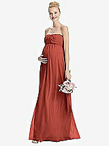 Front View Thumbnail - Amber Sunset Strapless Chiffon Shirred Skirt Maternity Dress