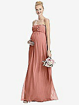 Front View Thumbnail - Desert Rose Strapless Chiffon Shirred Skirt Maternity Dress