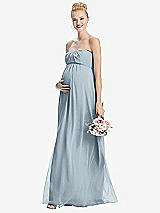 Front View Thumbnail - Mist Strapless Chiffon Shirred Skirt Maternity Dress