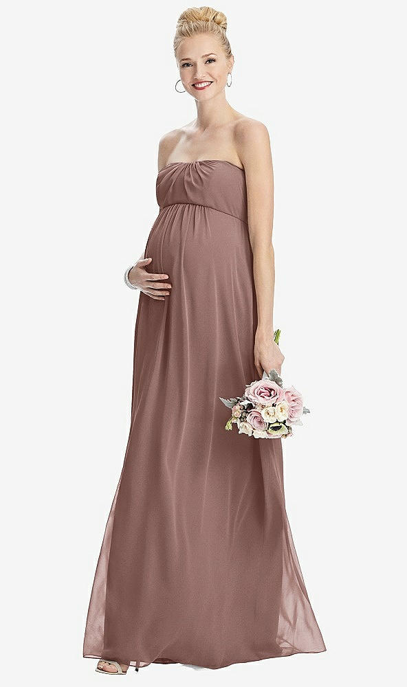 Front View - Sienna Strapless Chiffon Shirred Skirt Maternity Dress