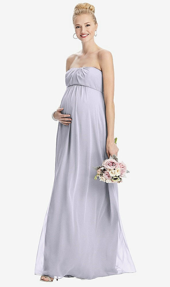 Front View - Silver Dove Strapless Chiffon Shirred Skirt Maternity Dress