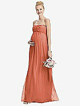 Front View Thumbnail - Terracotta Copper Strapless Chiffon Shirred Skirt Maternity Dress