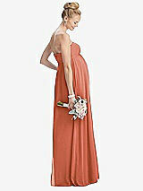 Rear View Thumbnail - Terracotta Copper Strapless Chiffon Shirred Skirt Maternity Dress
