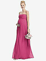 Front View Thumbnail - Tea Rose Strapless Chiffon Shirred Skirt Maternity Dress