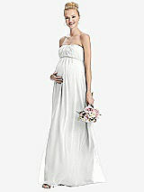 Front View Thumbnail - White Strapless Chiffon Shirred Skirt Maternity Dress