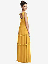 Rear View Thumbnail - NYC Yellow Tie-Shoulder Juniors Dress with Tiered Ruffle Skirt