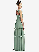 Rear View Thumbnail - Seagrass Tie-Shoulder Juniors Dress with Tiered Ruffle Skirt