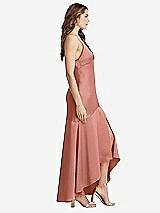 Side View Thumbnail - Desert Rose Asymmetrical Drop Waist High-Low Slip Dress - Devon
