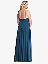 Alt View 2 Thumbnail - Dusk Blue High Neck Chiffon Maxi Dress with Front Slit - Lela