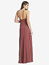 Rear View Thumbnail - English Rose High Neck Chiffon Maxi Dress with Front Slit - Lela