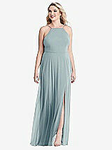 Alt View 1 Thumbnail - Morning Sky High Neck Chiffon Maxi Dress with Front Slit - Lela