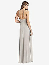 Rear View Thumbnail - Oyster High Neck Chiffon Maxi Dress with Front Slit - Lela