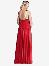 Alt View 2 Thumbnail - Parisian Red High Neck Chiffon Maxi Dress with Front Slit - Lela