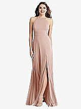 Front View Thumbnail - Toasted Sugar High Neck Chiffon Maxi Dress with Front Slit - Lela