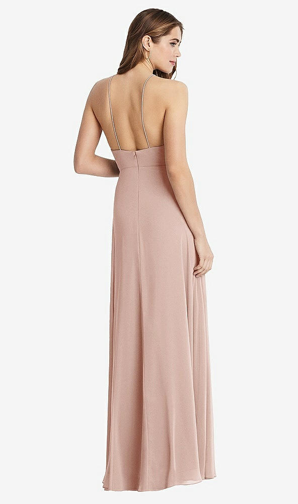 Back View - Toasted Sugar High Neck Chiffon Maxi Dress with Front Slit - Lela