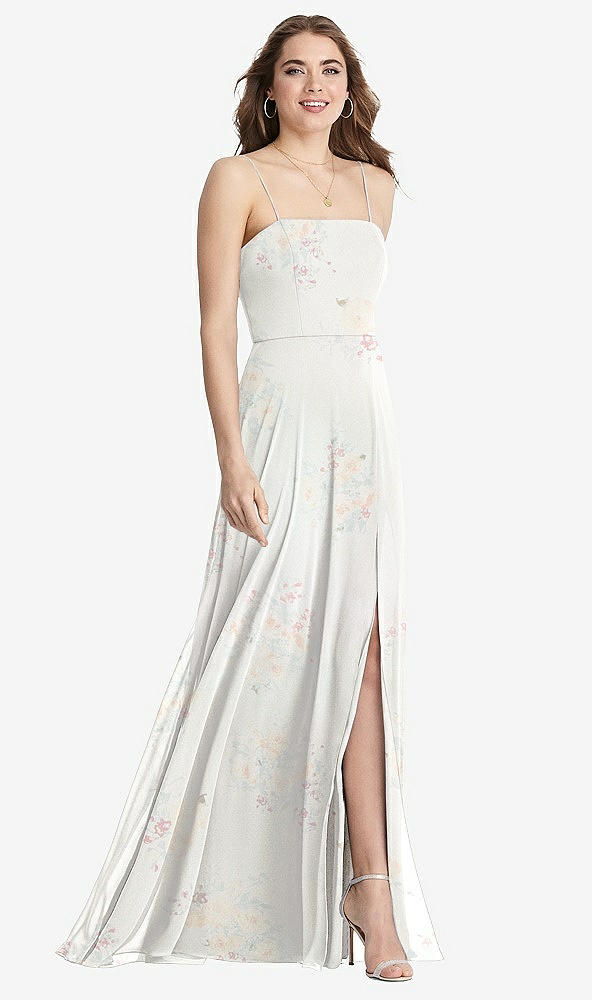 Front View - Spring Fling Square Neck Chiffon Maxi Dress with Front Slit - Elliott