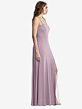 Side View Thumbnail - Suede Rose Square Neck Chiffon Maxi Dress with Front Slit - Elliott
