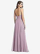 Rear View Thumbnail - Suede Rose Square Neck Chiffon Maxi Dress with Front Slit - Elliott