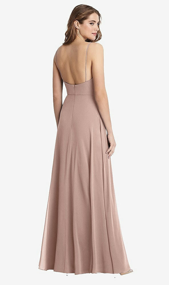 Back View - Bliss Square Neck Chiffon Maxi Dress with Front Slit - Elliott