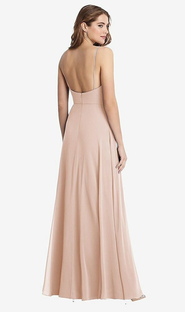 Back View - Cameo Square Neck Chiffon Maxi Dress with Front Slit - Elliott