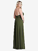 Alt View 2 Thumbnail - Olive Green Square Neck Chiffon Maxi Dress with Front Slit - Elliott